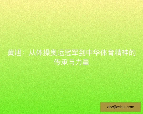 黄旭：从体操奥运冠军到中华体育精神的传承与力量